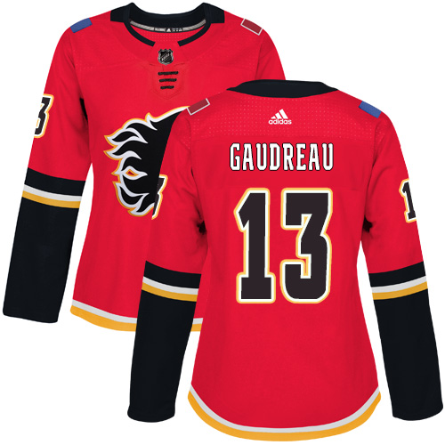 Adidas Flames #13 Johnny Gaudreau Red Home Authentic Women's Stitched NHL Jersey